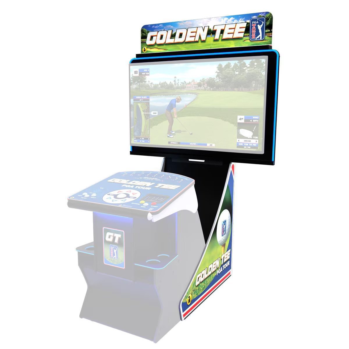 Golden Tee Golf Game – PGA TOUR Clubhouse Deluxe TV Stand